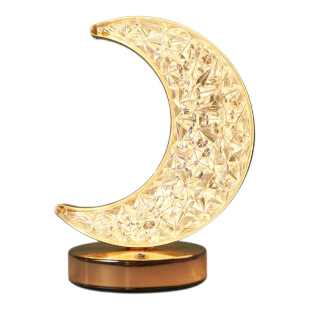 Tech Mod Crystal Mood LED Light Crescent Moon Rechargeable Touch Lamp NEW